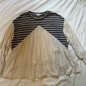 Vici Collection Grey and Cream Striped Knit top